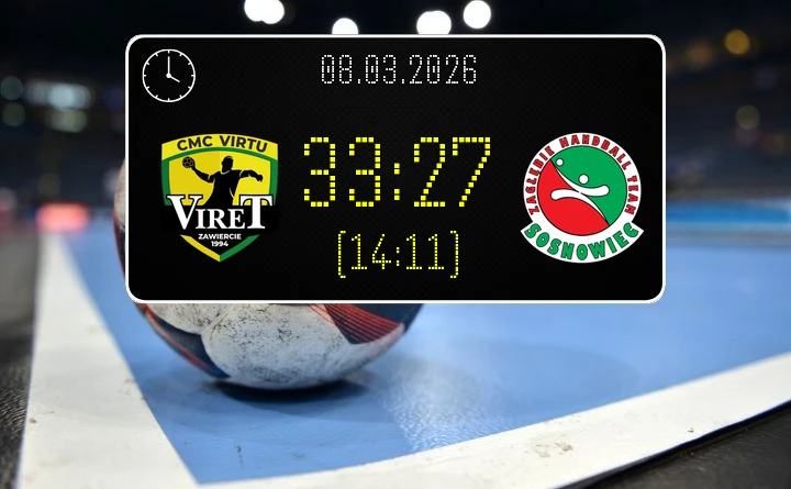 [PIŁKA RĘCZNA] CMC VIRTU VIRET Zawiercie – Zagłębie Handball Team Sosnowiec 33:27 w meczu I Ligi Mężczyzn (Grupa D), kolejka 19