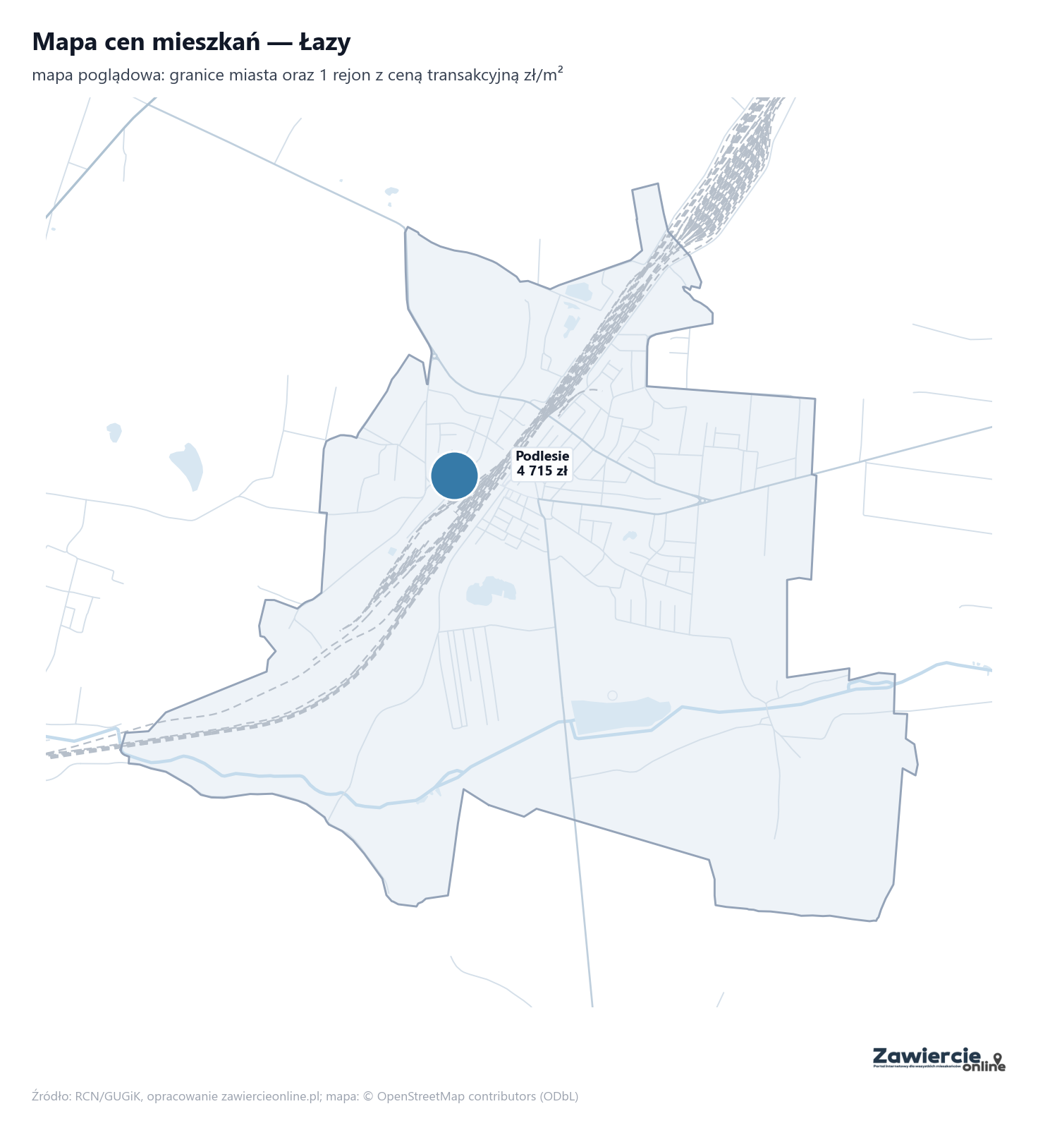 Mapa cen mieszkań - Łazy