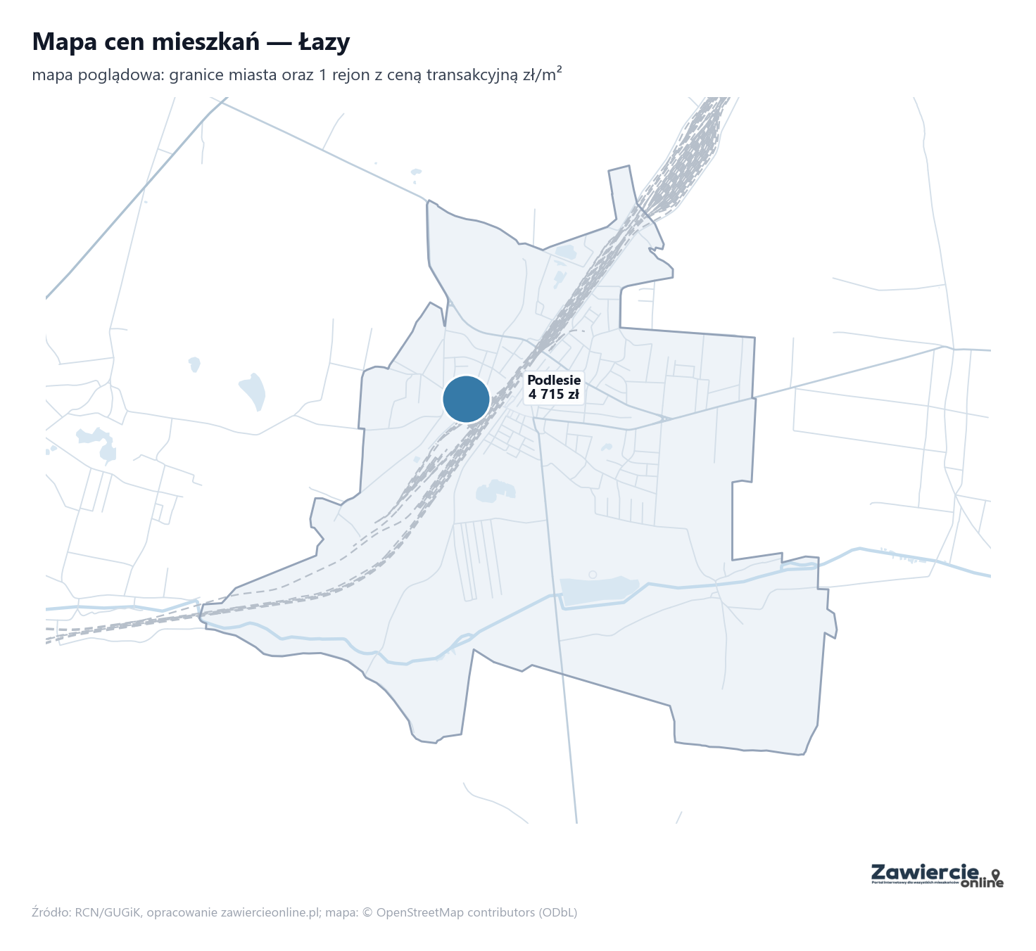 Mapa cen mieszkań - Łazy