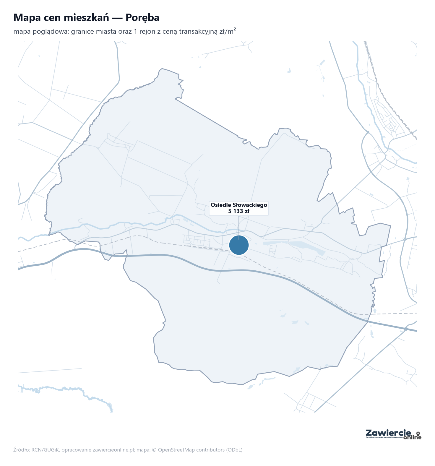 Mapa cen mieszkań - Poręba