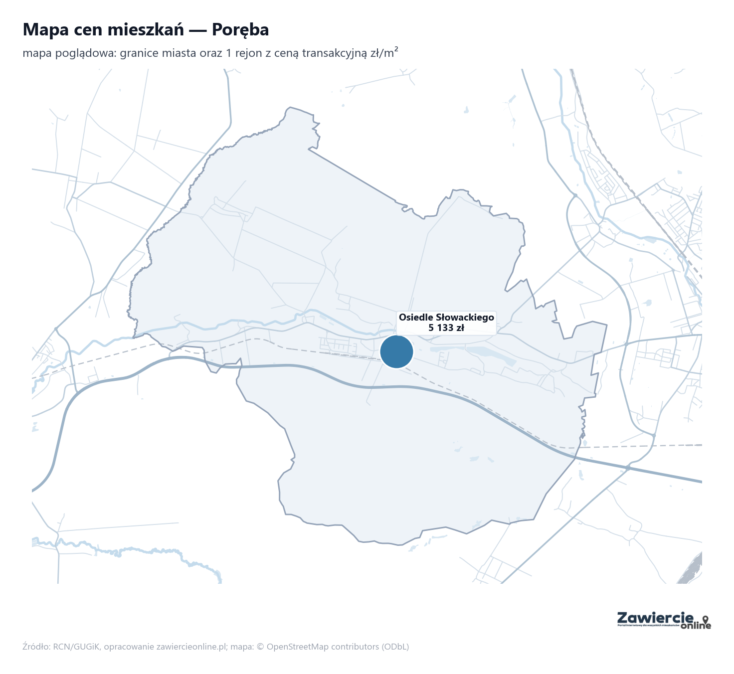 Mapa cen mieszkań - Poręba