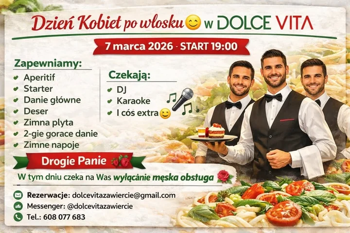 Grafika promocyjna wydarzenia Dzień Kobiet po włosku w DOLCE VITA