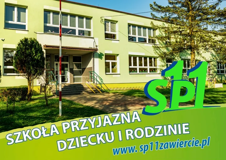 Grafika promocyjna wydarzenia Dzień Otwarty SP11 Zawiercie — zobacz szkołę od środka