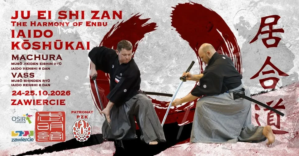 Grafika promocyjna wydarzenia Ju Ei Shi Zan Iaido Kōshūkai – seminarium iaido