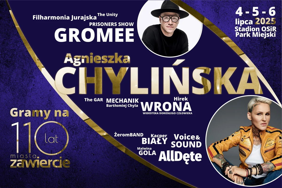Grafika promocyjna wydarzenia Program trzydniowych obchodów 110-lecia Zawiercia