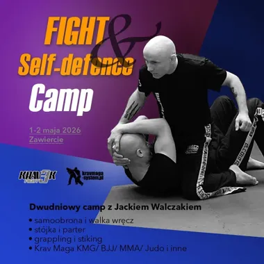 Grafika promocyjna wydarzenia Fight & self-defence camp z Jackiem Walczakiem w Zawierciu