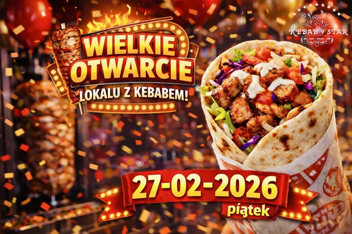 Grafika promocyjna wydarzenia Wielkie otwarcie KEBAB 9 STAR Zawiercie — 50% rabatu na całe menu