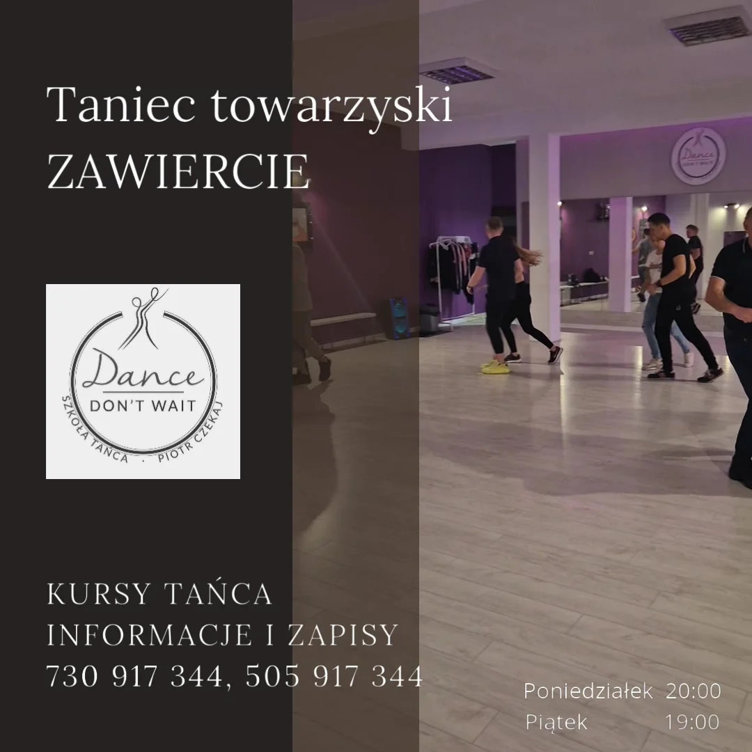 Grafika promocyjna wydarzenia Zajęcia tańca użytkowego i towarzyskiego dla dorosłych w Zawierciu