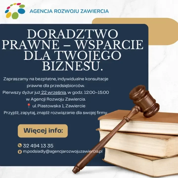 Przedsiębiorcy z Zawiercia dostaną bezpłatną pomoc prawną