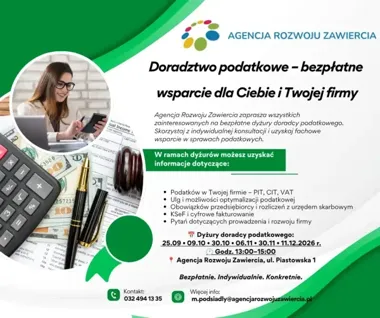 Bezpłatne konsultacje podatkowe w Zawierciu. Doradca odpowie na pytania