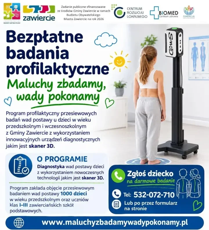 Skaner 3D zbada dzieci z Zawiercia. Bezpłatny program obejmie 1000 osób