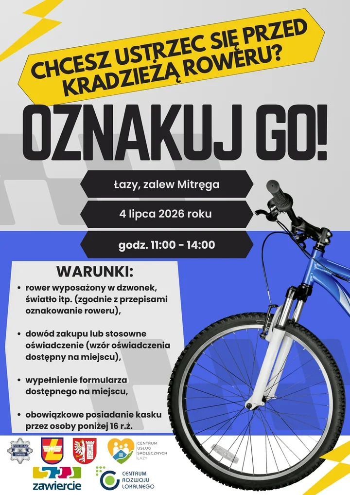 Przy zalewie Mitręga policjanci oznaczą rowery. To ma odstraszyć złodziei