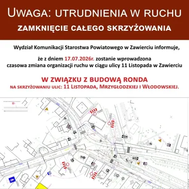 Całe skrzyżowanie w Zawierciu zostanie zamknięte przez budowę ronda