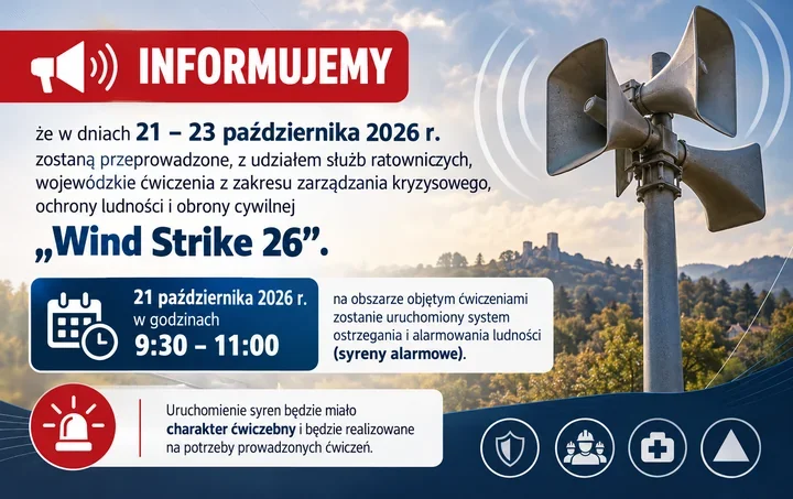 Syreny alarmowe zabrzmią w powiecie zawierciańskim. To będą ćwiczenia